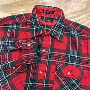 Vtg. Richman Brothers Wool Flannel Shirt Men’s Large Red Green Plaid Outdoor